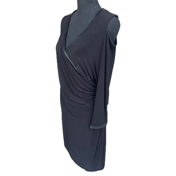 Laundry Women's Wrap Front Cold Sholder Long Sleeves Dress Black Size L - Picture 4 of 16